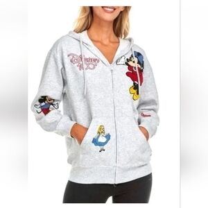 DISNEY 100 MICKEY MOUSE Women's Full Zip Sweatshirt Hoodie (M) Alice Wonderland